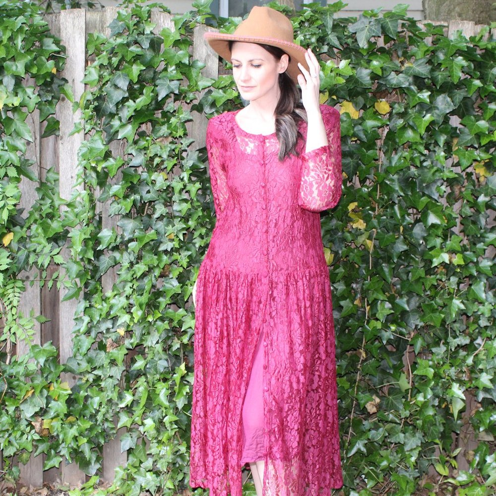 Vintage Lace Romantic Rose Floral Dress - Picture 2 of 10